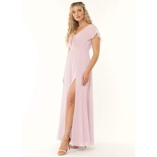 Azazie Rylee Rose Petal Bridesmaid Dress Back Cutout Pleated Bodice Custom Size