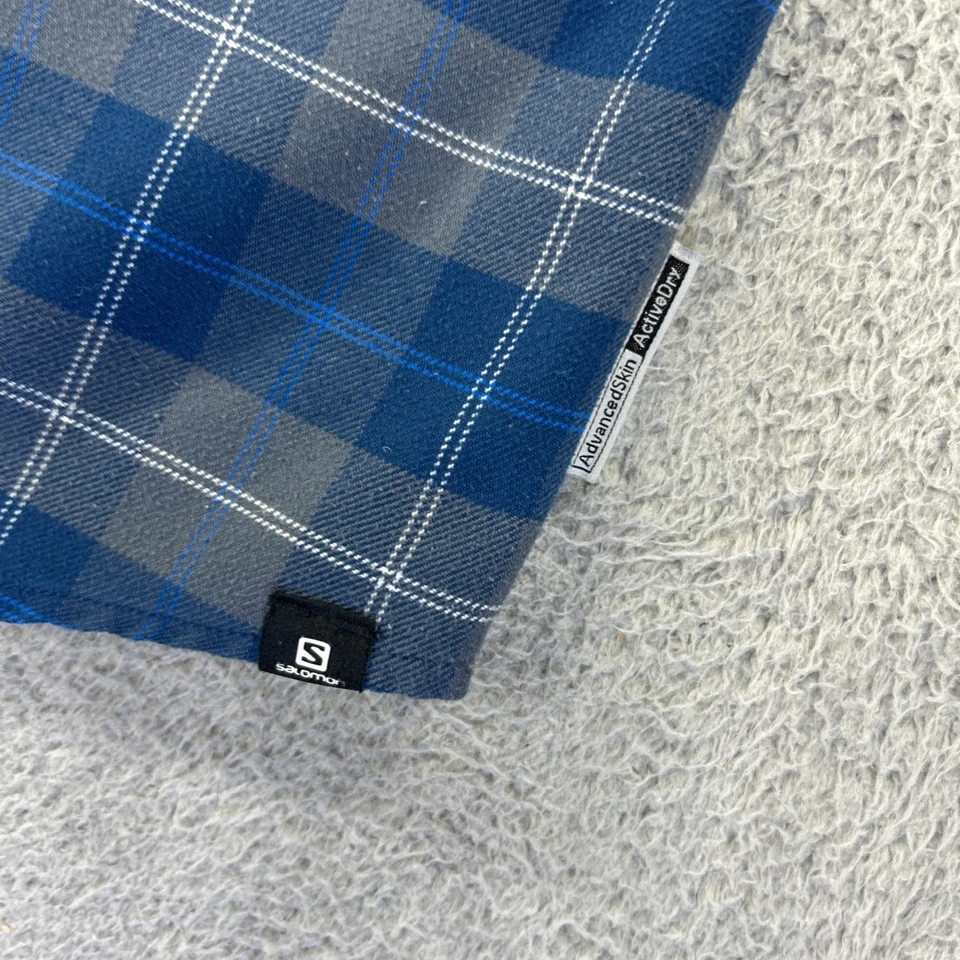 Camisa Salomon Para Hombres Mediana Azul Franela a Cuadros Resistente Leñador Cabincore Camp Foto 4 de 4