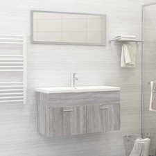 Set Mobili da Bagno 2 pz Grigio Sonoma in Legno truciolato