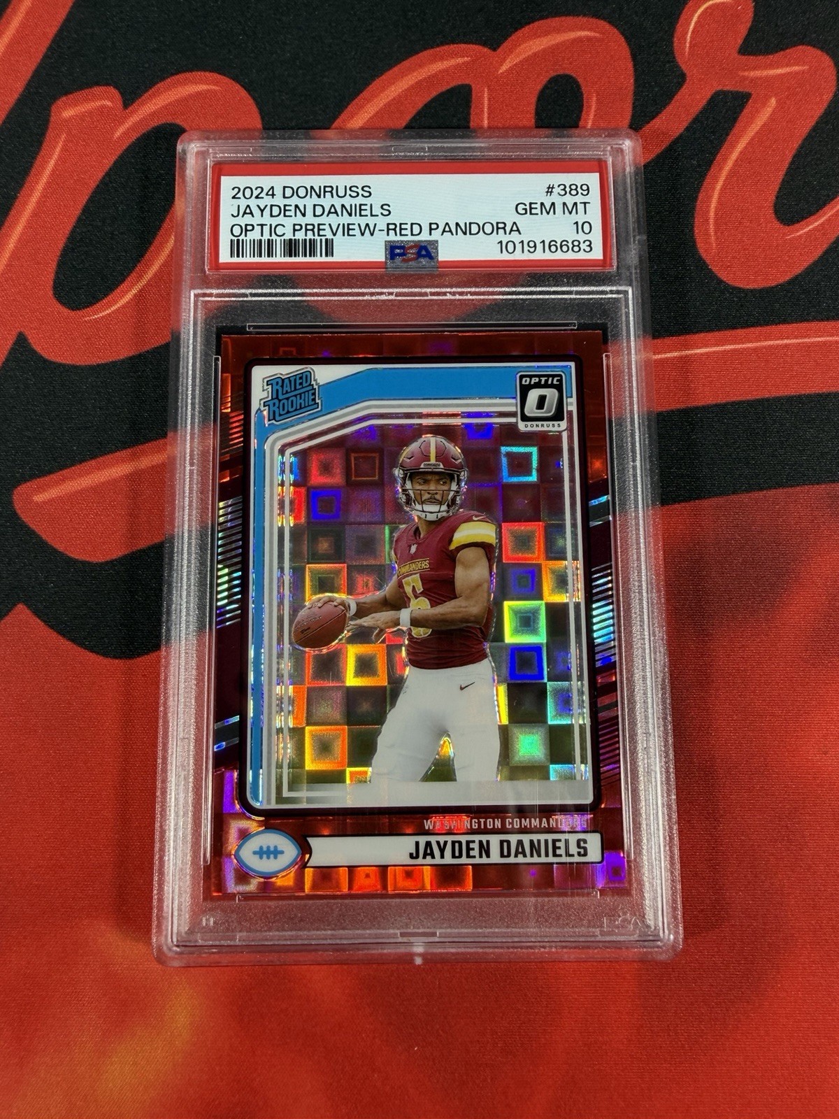 Panini Donruss 2024 Rated Rookie Jayden Daniels #389 Optic Preview Red Pandora