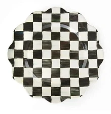 Mackenzie Childs Courtly  Check Petal Charger Plate New