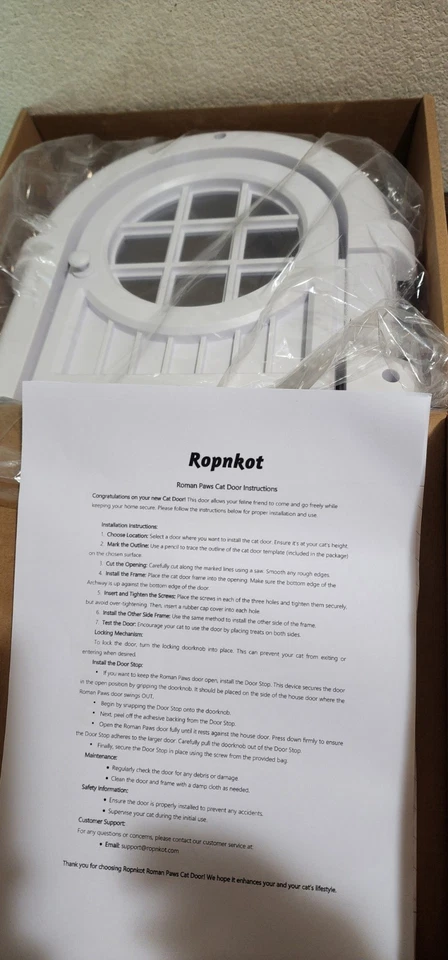 Ropnkot Roman Paws Interior Cat door XL - No Flap for Cats Up to 30 Ibs - White - Image 2 of 4
