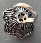 Flower Black Metal CZ Rhinestone Cluster Fancy Cocktail Ring Size 6 Silver Tone — photo 8