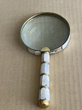 Vintage Brass Magnifying Glass With Mother Of Pear Handle