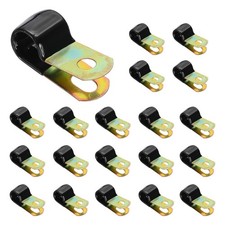 50Pcs 1/2" Vinyl Coated Cable Clamps Galvanized Steel Metal Cable Clips Black