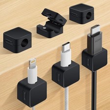 6 Pack Magnetic Cable Clips Cute 6-Pack, Black