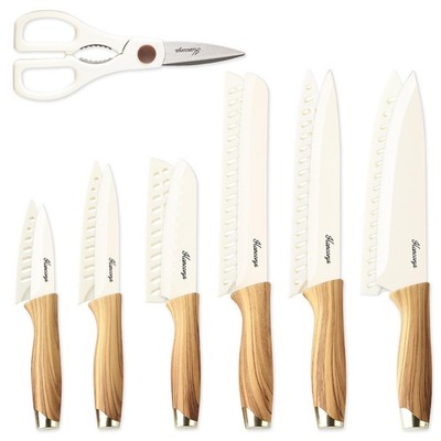 Knife set, 13 Pieces Kitchen Knives Set, Nonstick Ceramic Anti-Rust Coating and