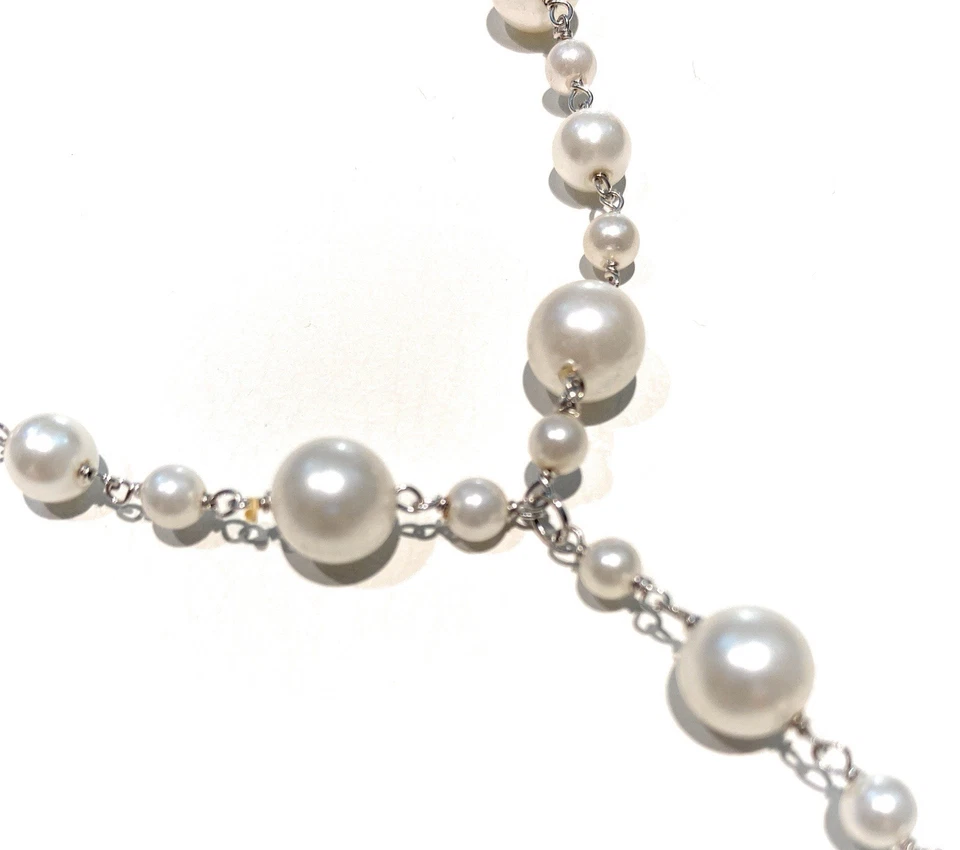 Collana Rosario Perle di Maiorca Argento 925 Rodio Bianco Elegante diWa Jewels - Immagine 2 di 4