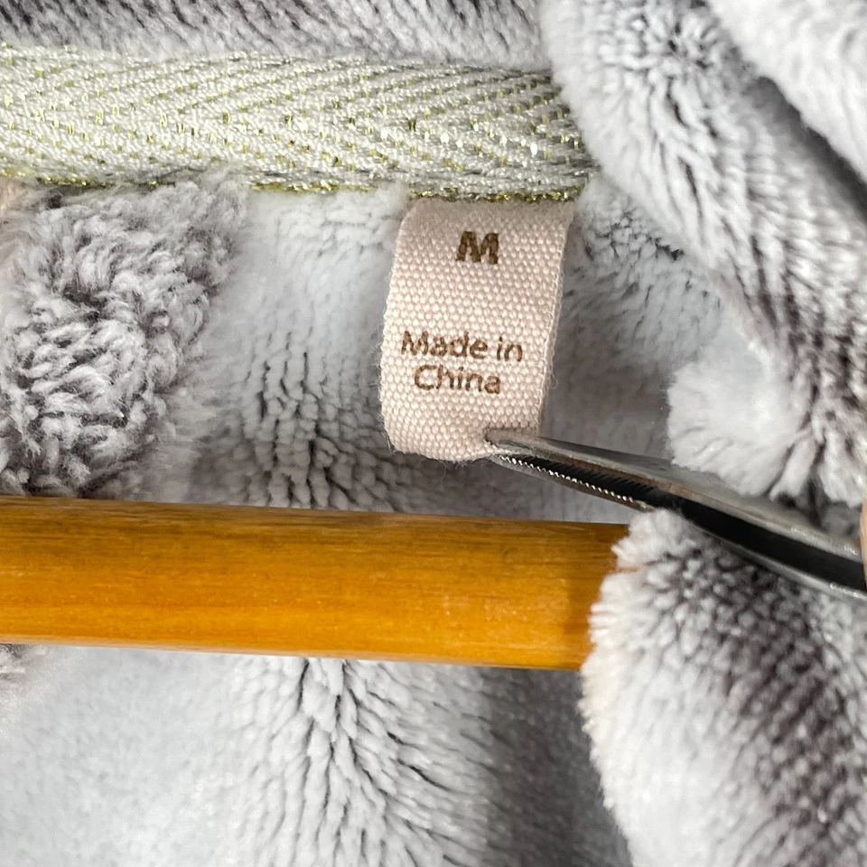 Soft Surroundings Plush Long Robe Womens Medium Gray Belted Soft Luxurious - Image 3 of 4