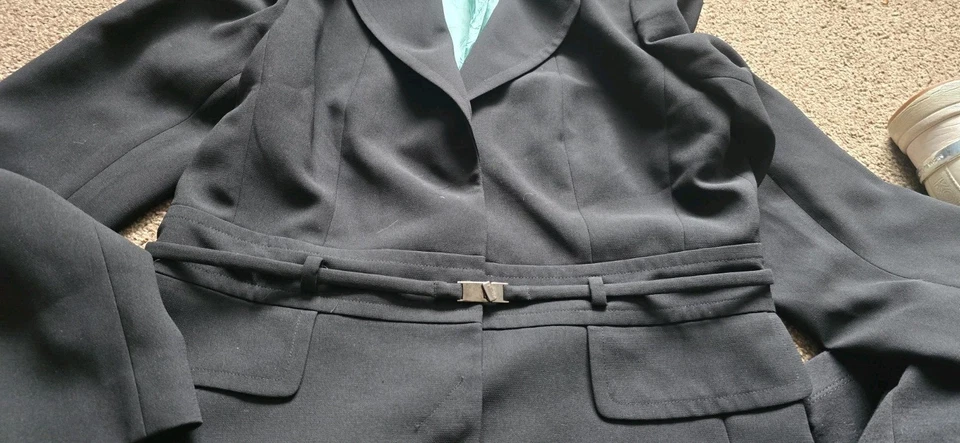 Designer: PLANET. Black Suit Jacket. Original Belt. Ladies Size UK 12 - Image 3 of 4