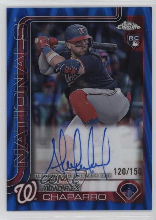 2025 Chrome Rookie Blue RayWave Refractor Andres Chaparro Andrés Auto RC 1i3m