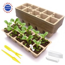 Starter Tray 12 Pack Germination Peat Pots with 100 Labels Plant Kit Seed Cells