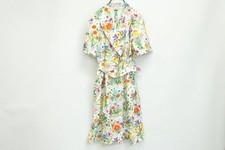 Old Gucci Vintage 46 Flora Wrap Dress Open Collar Belt Cotton White 6847c