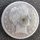 1902-S Barber Half Dollar - 90% Silver - San Francisco - F-VF Details - Cleaned