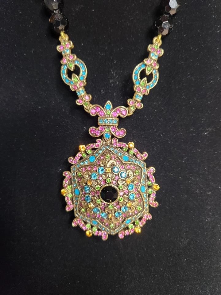 COLLAR HEIDI DAUS "inolvidable Lavalier" LOCKET CRISTAL MORADO MULTICOLOR Foto 3 de 3