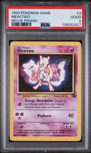New Cert* Mewtwo PSA 2 Black Star Promo Pokémon The First Movie (1999) WOTC #3