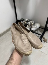 Saint Laurent Paris Leather Cassandre Slip On Espadrille Size EU 40