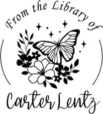 Personalized Library Embosser - Custom Name, Butterfly, and Flowers Design
