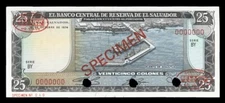 El Salvador PS121s, Specimen Banknote.