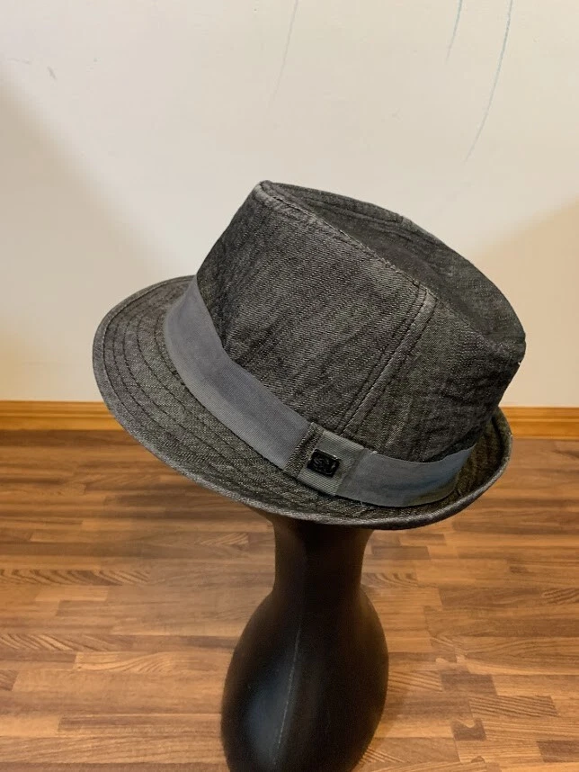 Sean John 男式深灰色 Fedora 帽子 100% 棉带丝带装饰 尺寸 M/L — 第 2/4 张图片