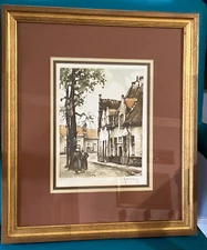 Roger Hebbelinck Hand Signed & Numbered Vintage Aquatint Etching Print Framed