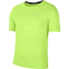 Nike Men's Dri-Fit Miler Reflective Logo Swoosh Performance Running Yellow Shirt