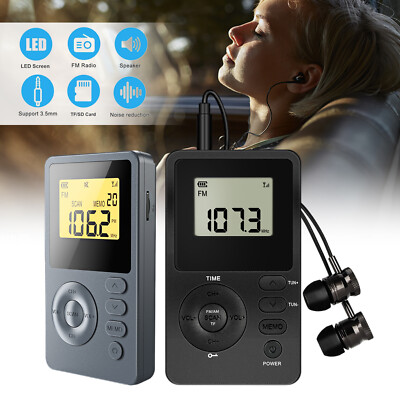 LCD portable radio AM/FM radio mini small stereo plug-in card new