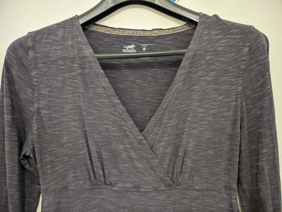 Vestido Horny Toad Feminino M Azul Manga Longa Pulôver Decote V Tencel Elástico Mesclado - Imagem 4 de 4