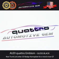 AUDI quattro Emblem GLOSS BLACK Rear Trunk Sign Logo Lid Badge OEM for etron