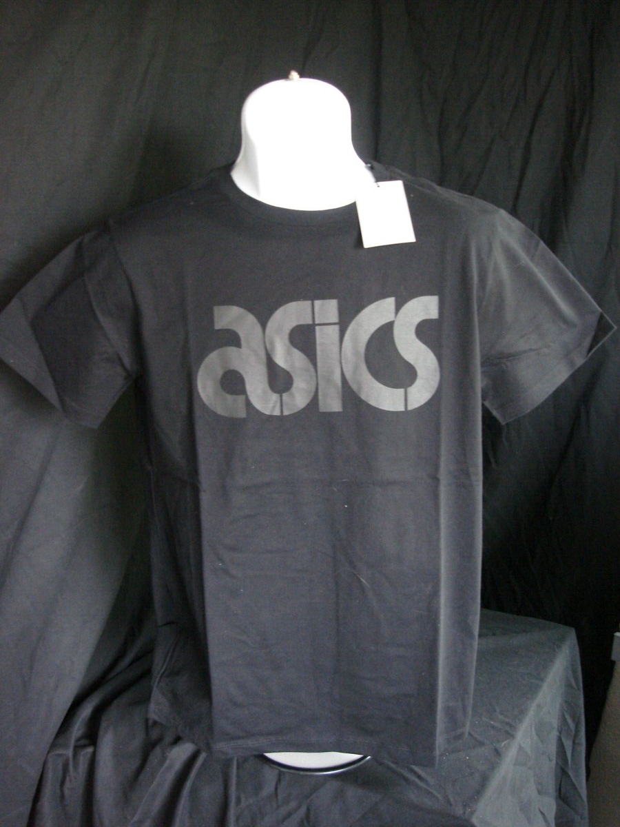 NWT Asics Tiger Solid Black 100% Cotton S/S Men's Logo Tee
