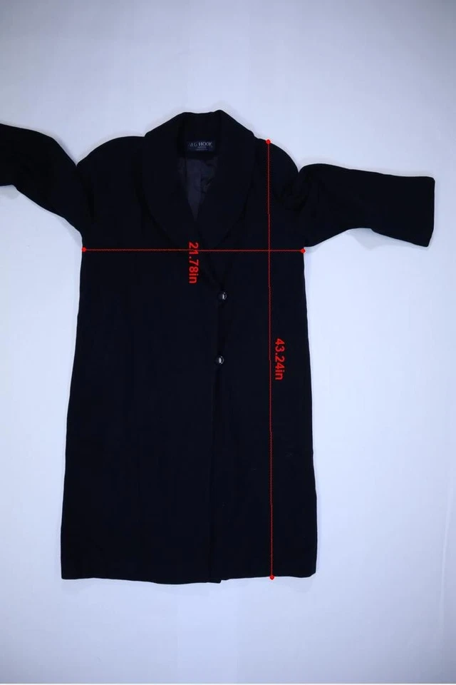 Abrigo de lana vintage JG Hook Petite para mujer azul marino doble botonadura 8P Foto 4 de 4