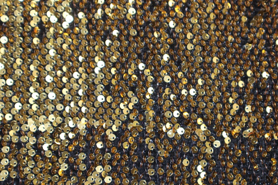 bestickter Stretch-Samt m. Pailletten, gold-schwarz, Br: ca. 126 cm, Mischgewebe - Bild 4 von 4