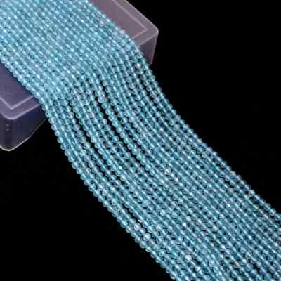 2 Strang 2-3 mm Natürlicher Schweizer Blautopas Facettiert Rund Edelstein 12 ...