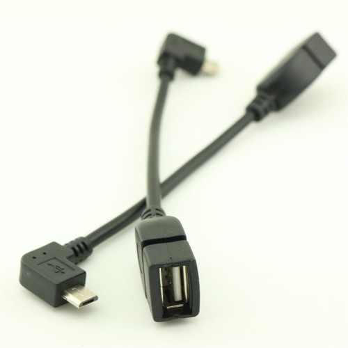 90°Right Angle OTG Micro USB B Male to USB 2.0 Female Data Charge Adapter Cable - Photo 2 sur 6