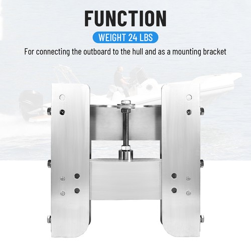 Boat Adjustable 4'' Outboard Boat Aluminum Motor Jack Plate Tool Silver Set of 1 - Picture 3 of 14
