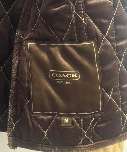 Coach Jacket Women's Quilted Full Zip Snap Button w/ Rabbit Fur Collar Sz Medium - Picture 5 of 6