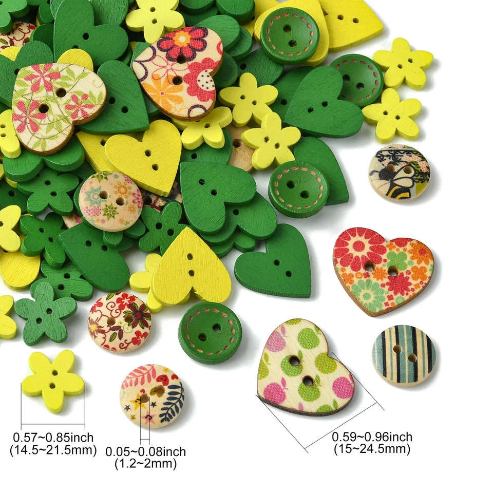 230x 2 Hole Wood Heart Sewing Buttons Scrapbooking Clothing Gift Home Decor - Image 2 of 4