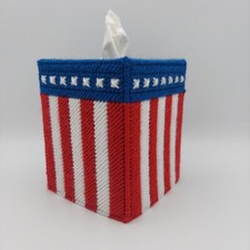 Patriotic Flag 4th Of July Tissue Box Cover From Plastic Canvas