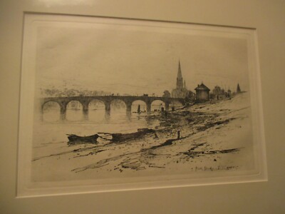 David Young Cameron etching Perth Bridge signed in plate