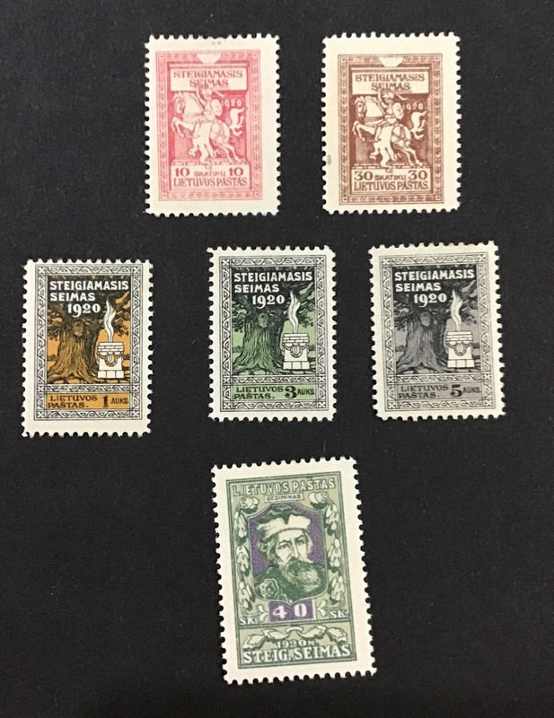 Lithuania 1920 VF MH & MNG Sc#81,84,89,90,91,92a,  Cv$130.     (W14)