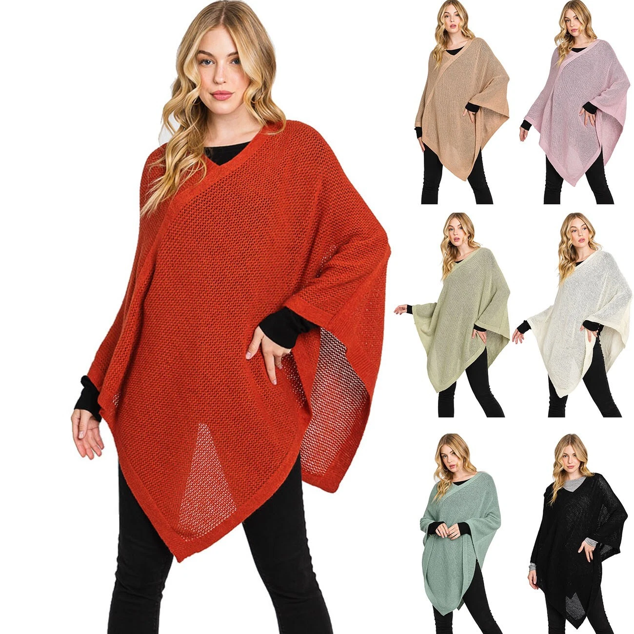Anthropologie Style Women's Soft Solid Loose Knit Poncho Cape Shawl
Opens in a new window or tab