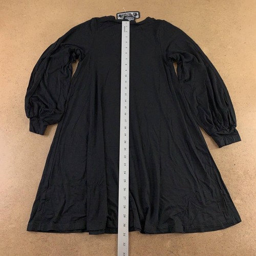 Angie Womens Asis A Line Dress Black Mini Crew Neck Long Sleeve Bishop S New - Picture 5 of 9