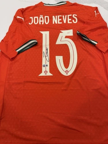 Joao Neves Signed Portugal Home Soccer Jersey #15 (Beckett)