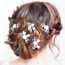 White Flower Hair Pins, Wedding Hair Accessories, Women, Bridal, Headpiece
