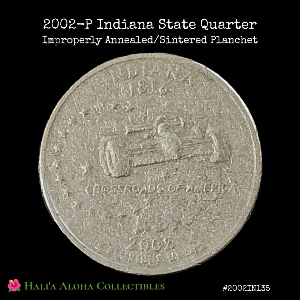 2002 P Indiana State Quarter ✨Improperly Annealed/Sintered Planchet Mint Error✨ - Image 2 of 4