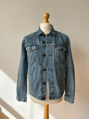 Levi's Jacket Men's Medium Blue Denim Bomber Button Front Casual 72334-0146