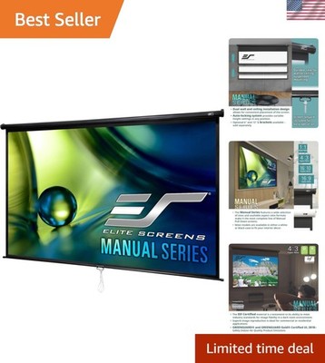 84-Inch 4K Ultra HD Pull Down Projector Screen with Auto Lock for Home Theaters