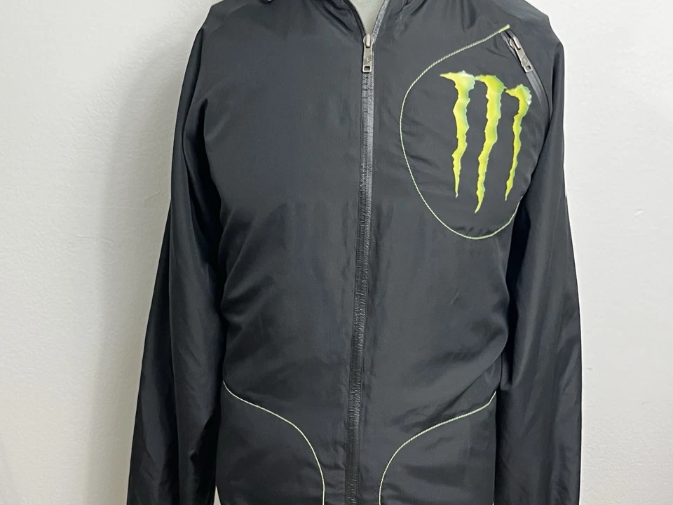 Monster Energy Advanced Moto Unit Windbreaker Hoodie Mens Lg Black Full Zip - Photo 4/4