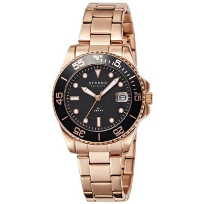 Obaku Women's Watch Bondi Quartz Black Dial Rose Gold Steel Bracelet S727LDVBSV