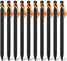 10 Pack Tent Stakes, Heavy Dut y Camping Pegs, 7 INCH, Black